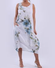 Load image into Gallery viewer, Italian Ribbed Sides Floral Linen Lagenlook Dress (2 Colors)
