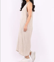 Load image into Gallery viewer, Italian Solid Linen Lagenlook Wide Leg Jumpsuit