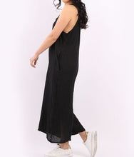 Load image into Gallery viewer, Italian Solid Linen Lagenlook Wide Leg Jumpsuit