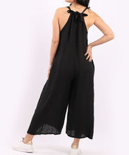 Load image into Gallery viewer, Italian Solid Linen Lagenlook Wide Leg Jumpsuit
