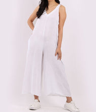 Load image into Gallery viewer, Italian Solid Linen Lagenlook Wide Leg Jumpsuit