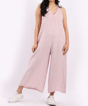 Load image into Gallery viewer, Italian Solid Linen Lagenlook Wide Leg Jumpsuit