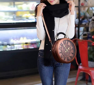 Real Alarm Clock Fashion Handbag (Brown) - CeCe Fashion Boutique