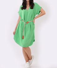 Load image into Gallery viewer, Italian Solid V-Neck Belted Dress (5 Colors)
