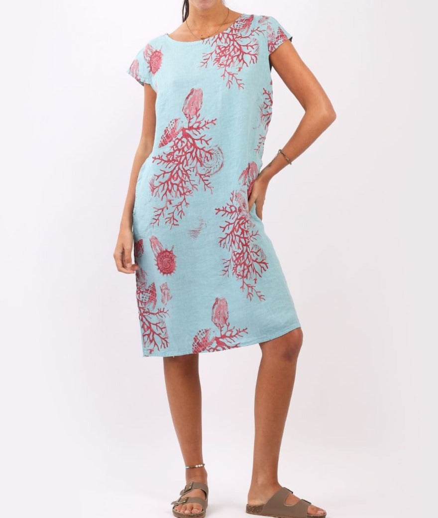 Italian Linen Coral Reef Print Lagenlook Midi Shift Dress (3 Colors) – CeCe  Fashion Boutique