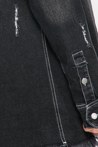 Washed Distressed Denim Long Shirt - CeCe Fashion Boutique