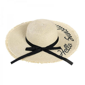 "Hello Sunshine" Lettering Summer Straw Hat (2 Colors) - CeCe Fashion Boutique