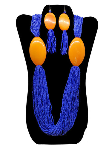 Multi-Strand Royal Blue Necklace and Earrings Set - CeCe Fashion Boutique