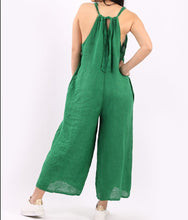 Load image into Gallery viewer, Italian Solid Linen Lagenlook Wide Leg Jumpsuit