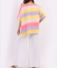 Load image into Gallery viewer, Italian Multicolored Striped Linen Lagenlook Top
