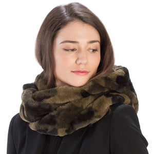 Faux Fur Hooded Infinity Scarf - Camo Print - CeCe Fashion Boutique