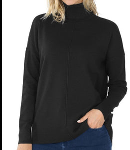 Turtleneck Front Seam Sweater (Black)