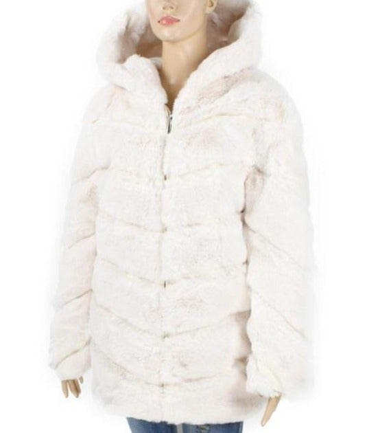 Cece chevron 2025 faux fur jacket