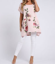 Load image into Gallery viewer, Italian Floral Linen Tunic Top
