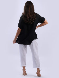 Italian Solid Tabbed Sleeves Linen Top (3 Colors)