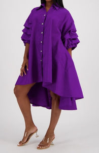 Ruffle Sleeve Button Dress (4 Colors)