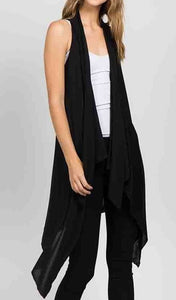 Solid Black Scarf Vest - CeCe Fashion Boutique