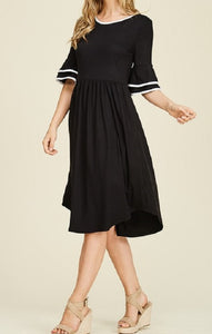 Bell Sleeve Midi Dress (Black) - CeCe Fashion Boutique