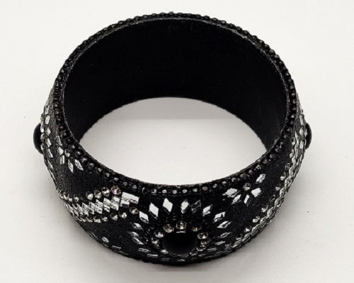 Black Bangle Bracelet with Rhinestones - CeCe Fashion Boutique