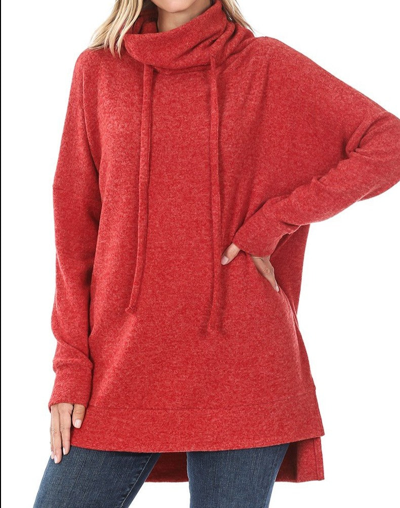 Brushed Melange Sweater (Dark Red) - CeCe Fashion Boutique