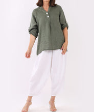 Load image into Gallery viewer, Italian Solid Front Buttons Linen Lagenlook Top (2 Colors)
