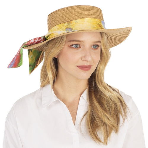 Tie-dye Color with Bow-Tie Brim Boater Hat - CeCe Fashion Boutique