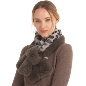 Leopard Pattern Faux Fur Slit Scarf - CeCe Fashion Boutique