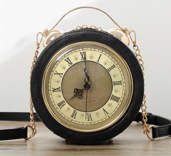 Vintage Clock Decor Crossbody Bag Pu Leather Textured - Temu Austria