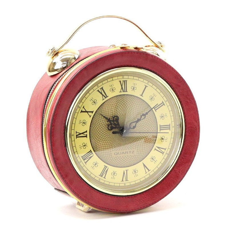 Elegant Red Leather Clock Handbag Vintage Alice In Wonderland Red Leather Clock Bag | eBay main image 2