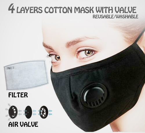 Cotton Mask with Valve and 1pc PM2.5 Filter - CeCe Fashion Boutique