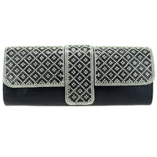 Load image into Gallery viewer, Crystal Embellished Black Clutch - CeCe Fashion Boutique
