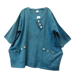 Gauze Cotton Top with Two Pockets (Teal) - CeCe Fashion Boutique