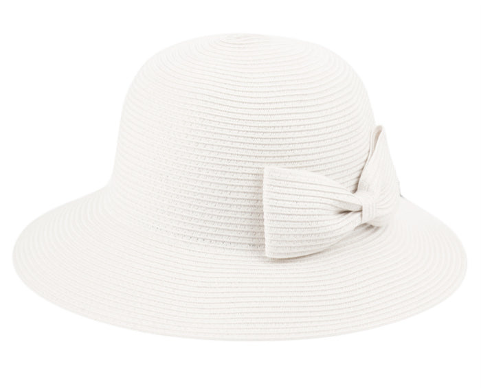Packable Bucket Sun Hat With Ribbon - White