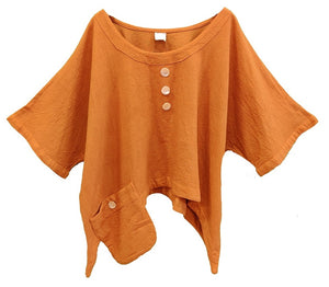 Gauze Cotton Solid Top with Side Pocket (Rust) - CeCe Fashion Boutique