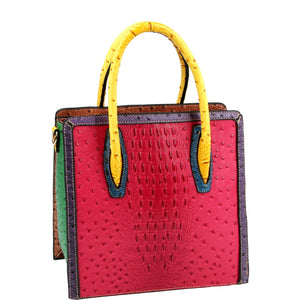 Ostrich Crocodile Print Tall Satchel Bag (3 Colors) - CeCe Fashion Boutique