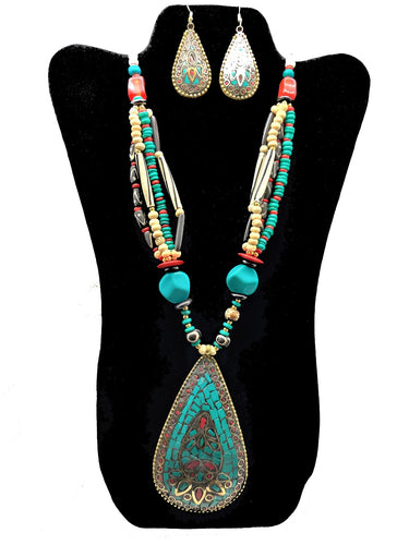 Handmade Boho Necklace & Earrings Set - Style 2 - CeCe Fashion Boutique