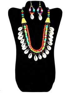 Multi-Color Beaded and Shelled Necklace Set - CeCe Fashion Boutique