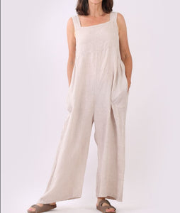 Italian Solid Linen Lagenlook Jumpsuit