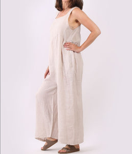 Italian Solid Linen Lagenlook Jumpsuit