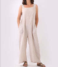 Load image into Gallery viewer, Italian Solid Linen Lagenlook Jumpsuit
