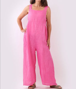 Italian Solid Linen Lagenlook Jumpsuit
