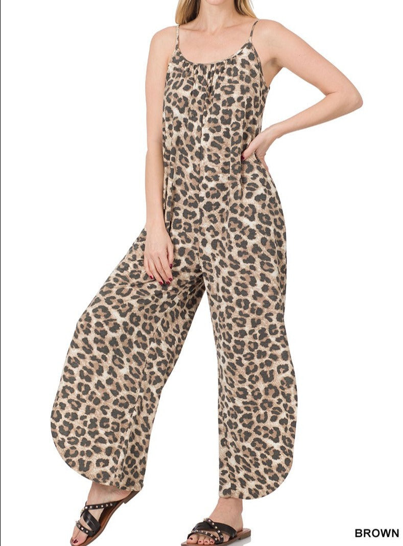 Leopard Jumpsuit With Side Slits