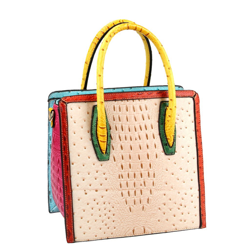 Ostrich Crocodile Print Tall Satchel Bag (3 Colors) - CeCe Fashion Boutique