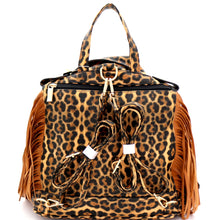 Load image into Gallery viewer, Moto Jacket Design Fringed Fashion Backpack Leopard - CeCe Fashion Boutique
