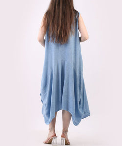 Italian Vintage Washed Linen Lagenlook Drape Dress (4 Colors)