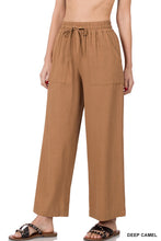 Load image into Gallery viewer, Linen Blend Drawstring-Waist Pants With Pockets (2 Colors)
