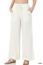 Load image into Gallery viewer, Linen Blend Drawstring-Waist Pants With Pockets (2 Colors)
