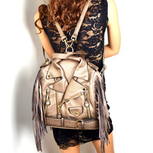 Load image into Gallery viewer, Moto Jacket Design Fringed Fashion Backpack Leopard - CeCe Fashion Boutique
