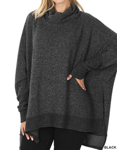 Brushed Melange Poncho Sweater (3 Colors)
