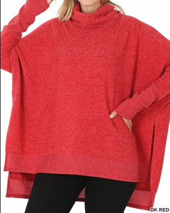 Brushed Melange Poncho Sweater (3 Colors)